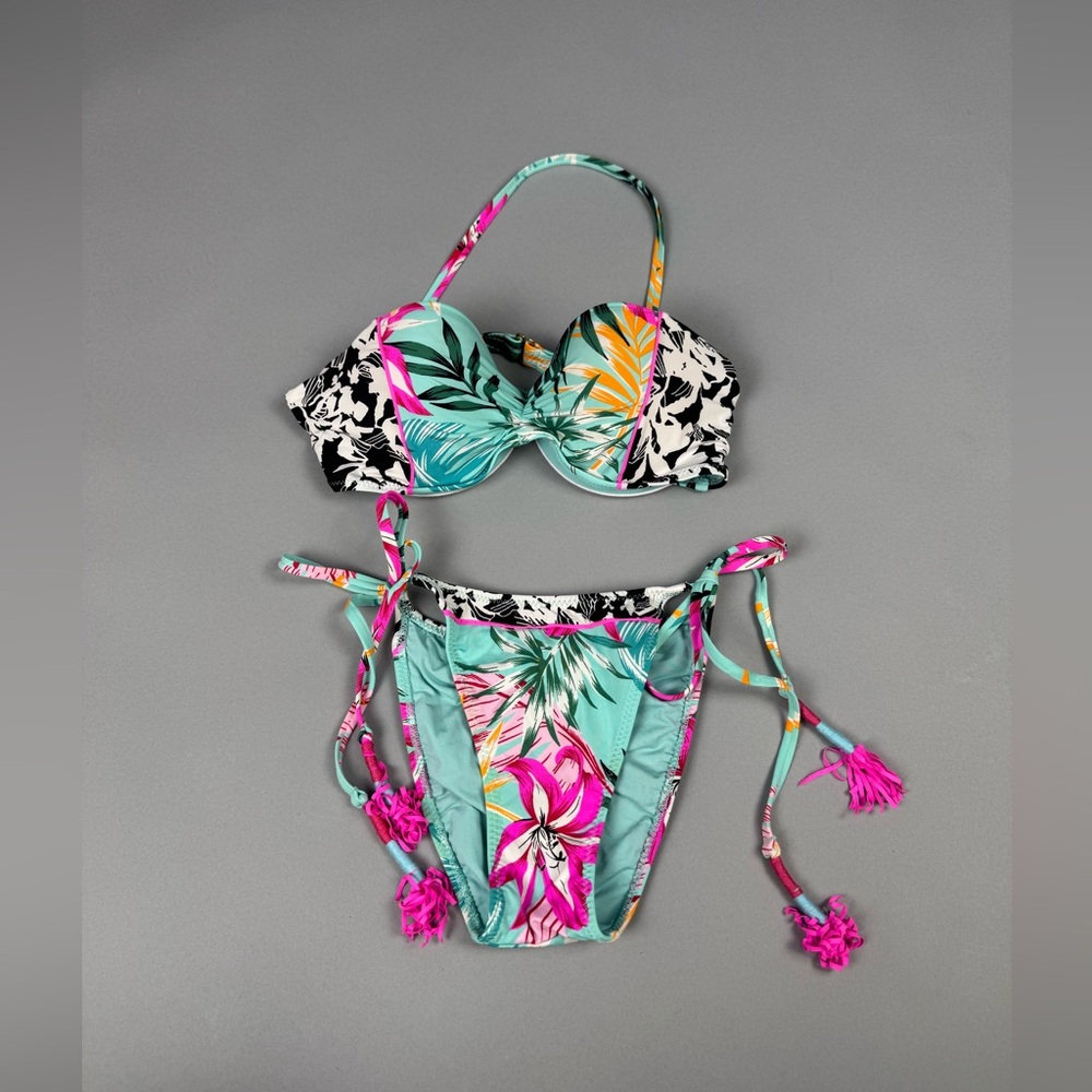 Victoria’s Secret PINK Tropical Bikini Set Small Floral Palm Print